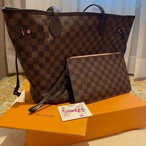 Louis Vuitton Neverfull MM Damier Rose Ballerine authentic